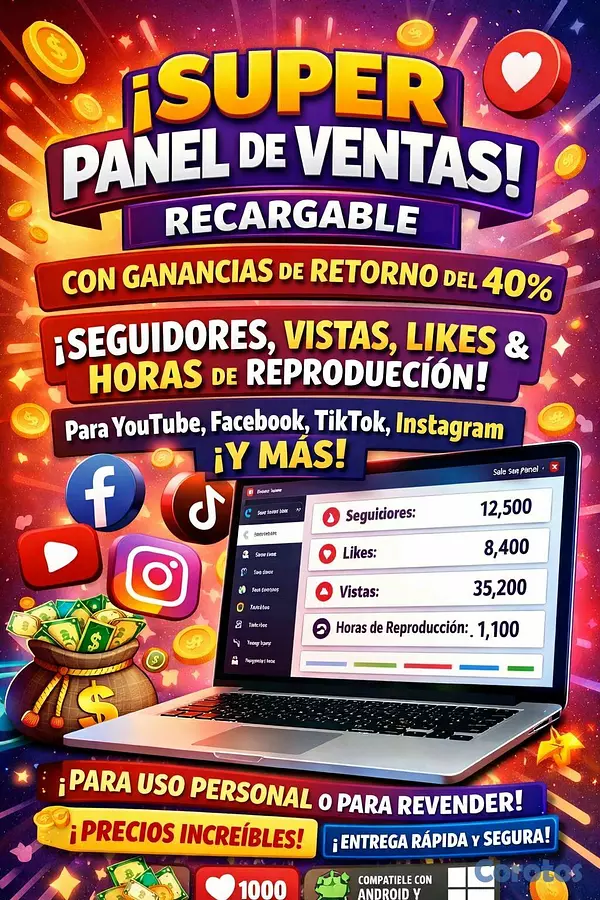 computadoras y laptops - vendo compu panel para ventas de seguidores vistas me gusta,  y horas YouTube  2