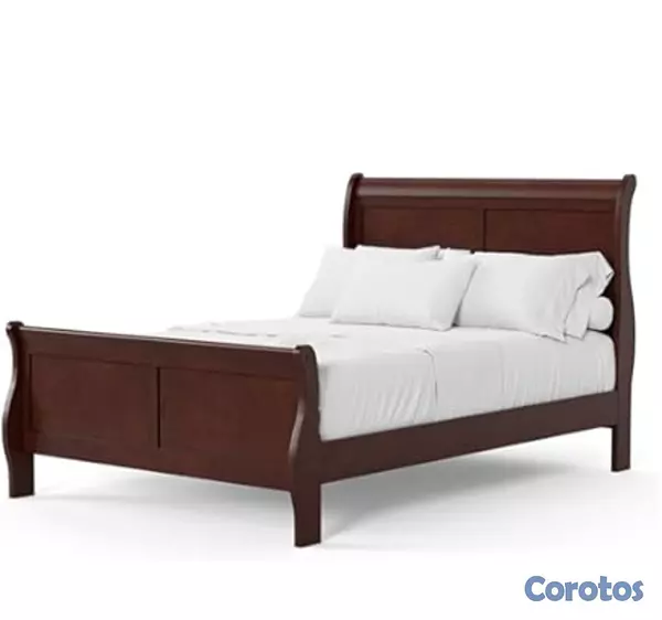 muebles y colchones - Base de cama estilo trineo en Caoba