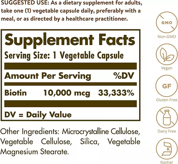 Salud y Equipamiento Médico - Biotina 10000 Mcg Piel, Uñas, Cabello Y Metabolismo 60 Cap 2
