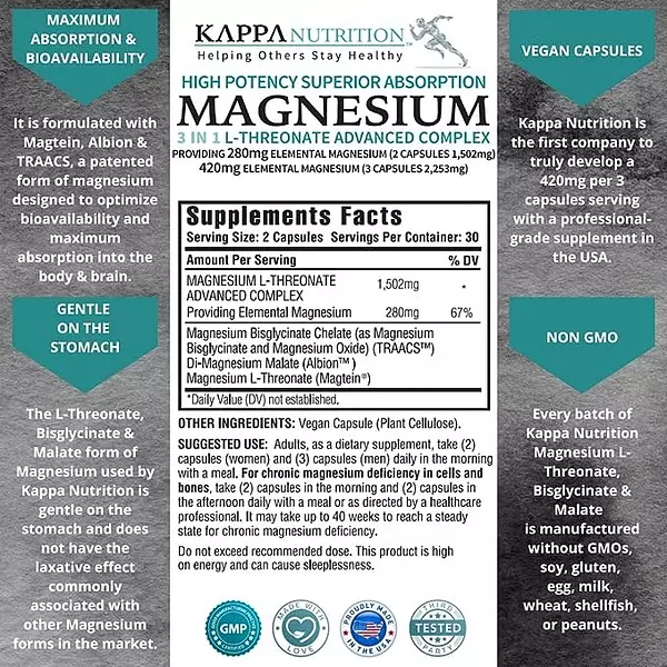 Salud y Equipamiento Médico - Complejo Magnesio 60 capsulas Kappa N 2