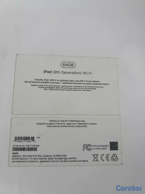 celulares y tabletas - Ipad 9th generation (wifi) 2