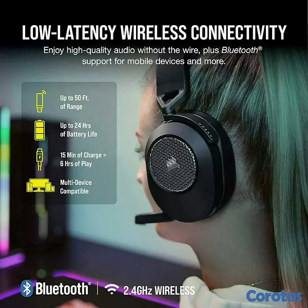 camaras y audio - Corsair HS65 Wireless Multiplatform Gaming Headset 4