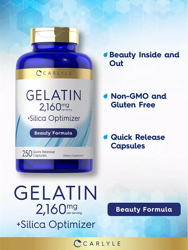 Salud y Equipamiento Médico - Gelatina 2160mg Con Optimizador De Silice 250cap  Carlyle 3