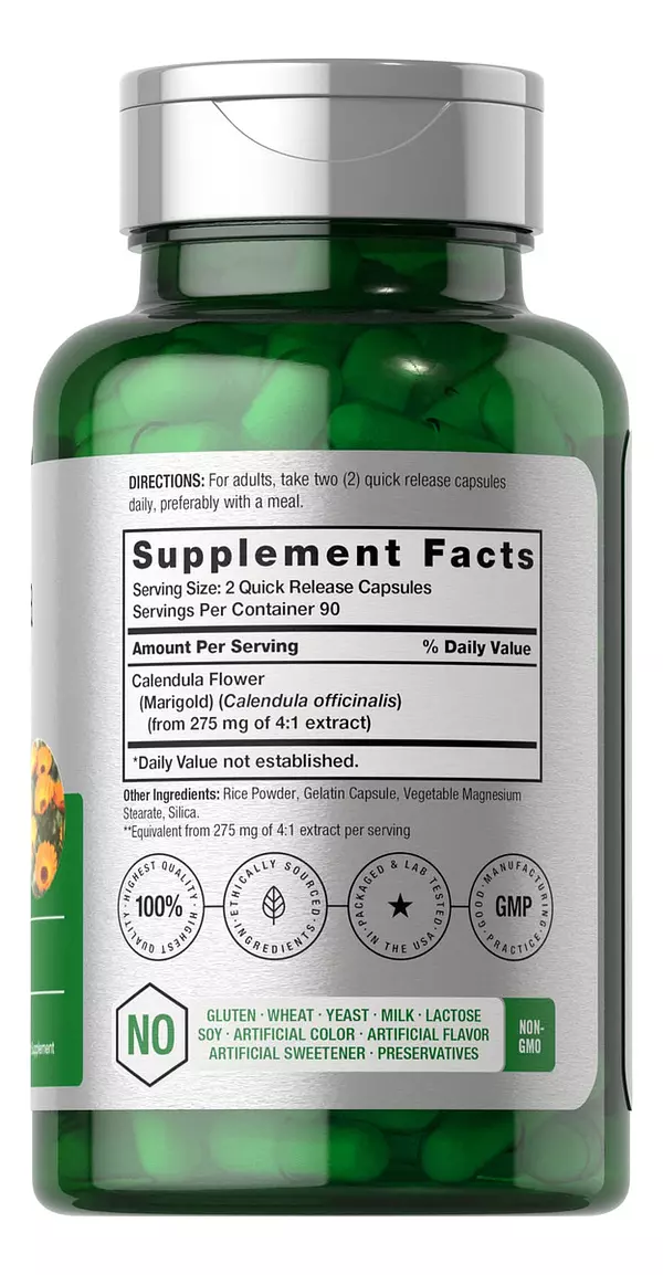 Salud y Equipamiento Médico - Flor De Calendula 1100 Mg 180 Cap Horbaach 2