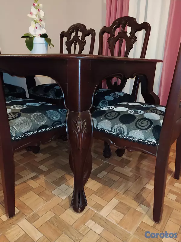 muebles y colchones - JUEGO DE COMEDOR DE ANDIROBA DE 6 SILLAS CON TALLA 2