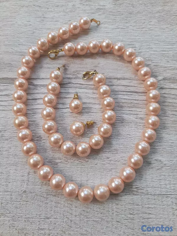 joyas, relojes y accesorios - Se vende juego de Perla Rosada Vintange, Marvella  2