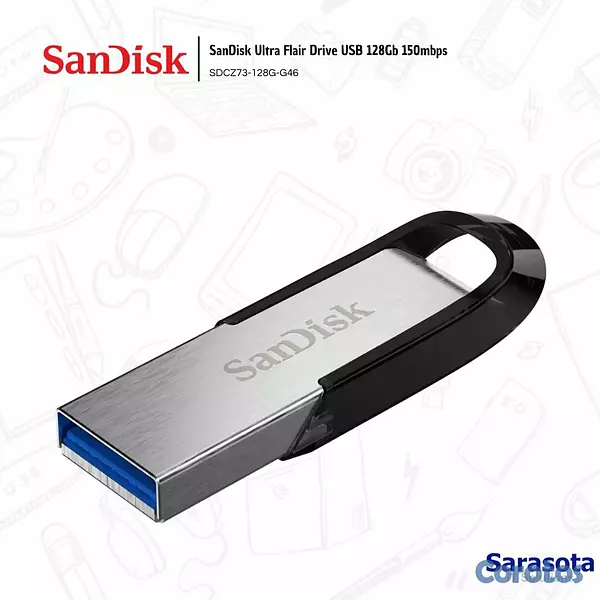accesorios para electronica - SanDisk Pendrive Ultra Drive Flair USB 128 Gb USB  2