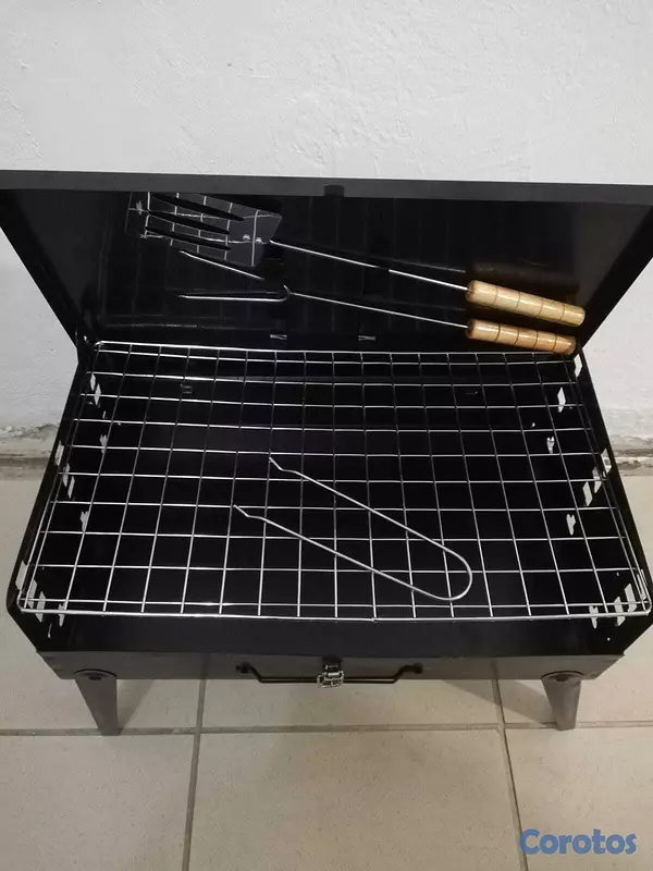 herramientas, jardines y exterior - BBQ PORTATIL CON UTENSILIOS- PARRILLA DE CARBON 4