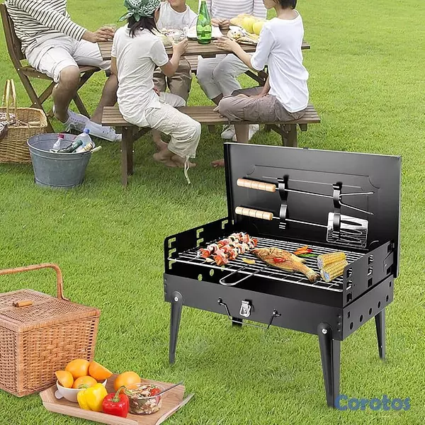 herramientas, jardines y exterior - BBQ PORTATIL CON UTENSILIOS- PARRILLA DE CARBON 5