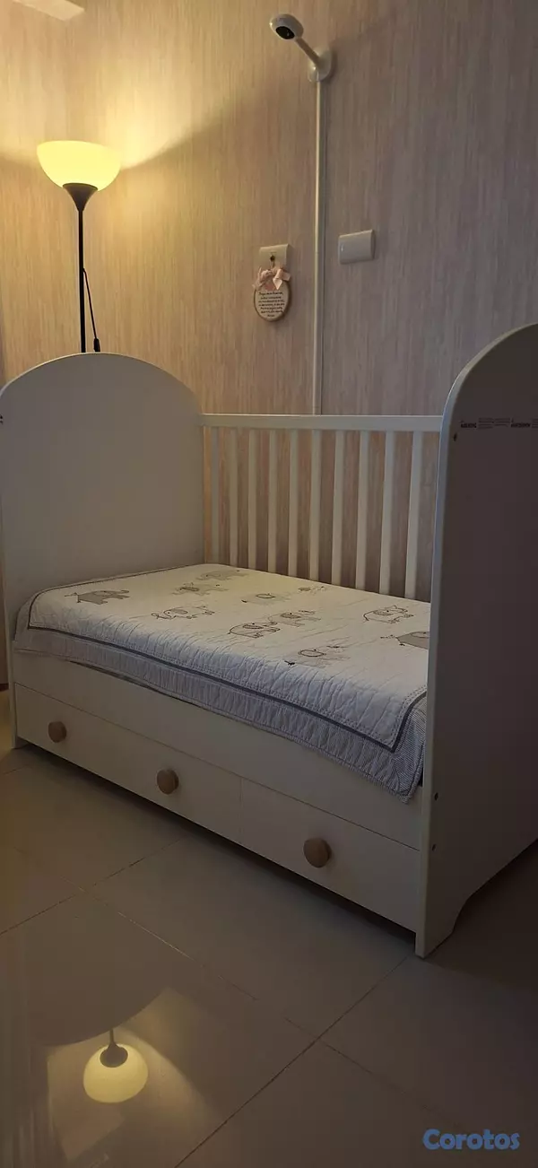 muebles - CUNA MODERNA IKEA CON COLCHON DE CALIDAD 4