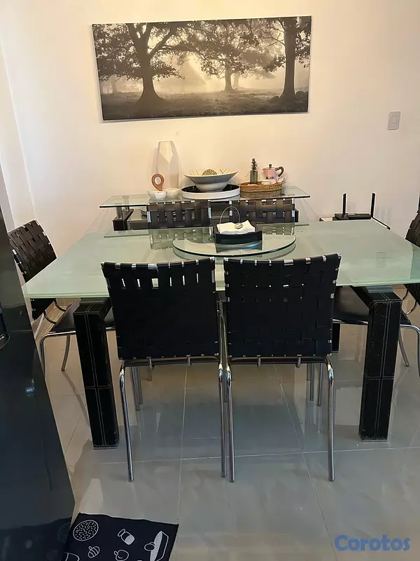 muebles y colchones - comedor de cristal para 6 personas, se abre para 8 personas  4