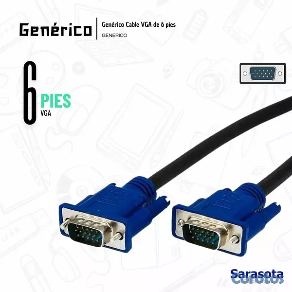 accesorios para electronica - Genérico Cable VGA de 6 pies 3