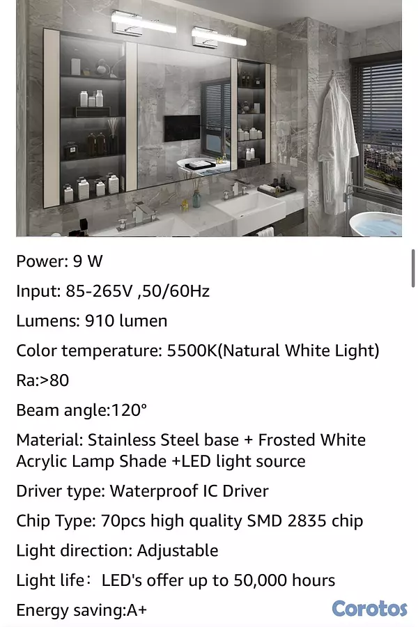 decoración y accesorios - Lampara LED de pared para baño 3