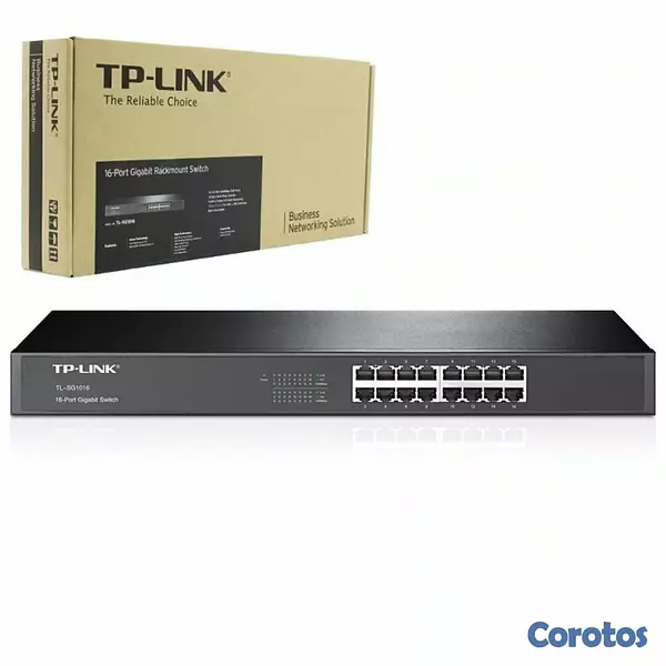 computadoras y laptops - SWITCH 16 PUERTOS TP-LINK TL-SG1016, NO ADMINISTRABLE/RACK, 16 PUERTOS GIGABIT E