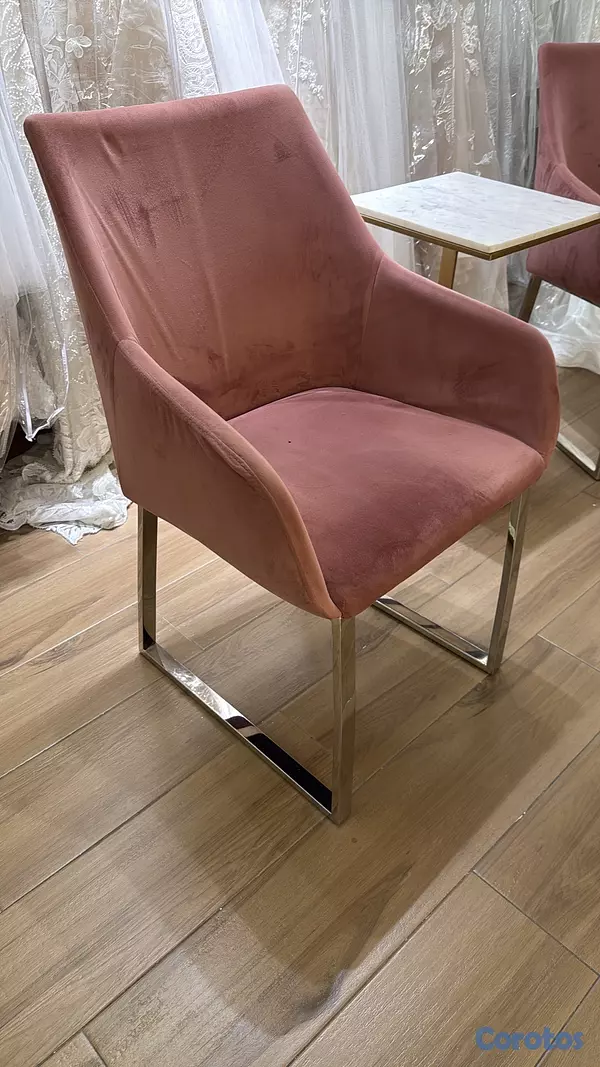 muebles y colchones - Hermosas butacas rosa viejo en acero inoxudable