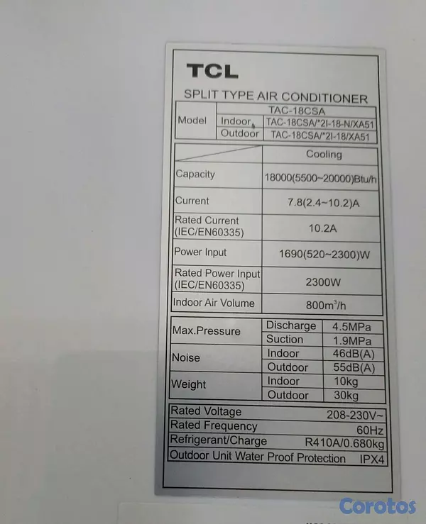 aires acondicionados y abanicos - Aire TCL 18 BTU  4