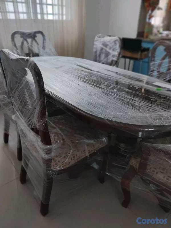 muebles y colchones - Juego de comedor en caoba centenario 6 Sillas con un vidrio protector 6