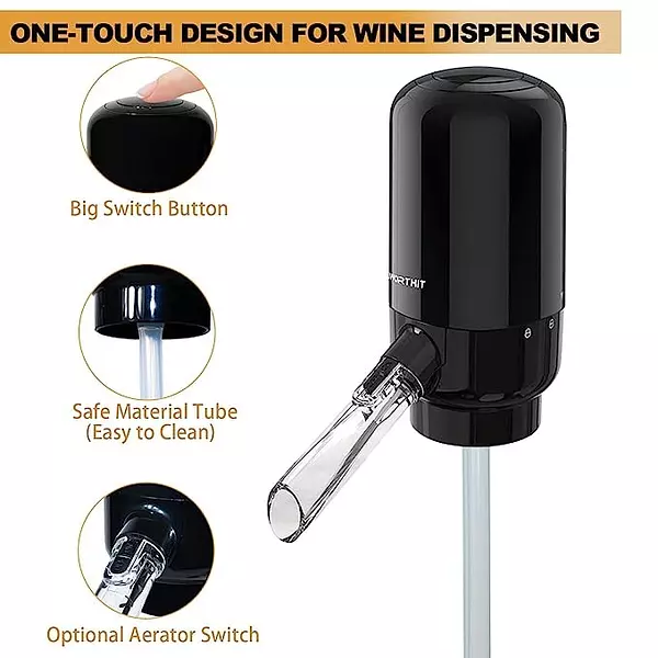 electrodomesticos - Vertedor de aireador de vino eléctrico, decantador de vino inteligente portátil  6