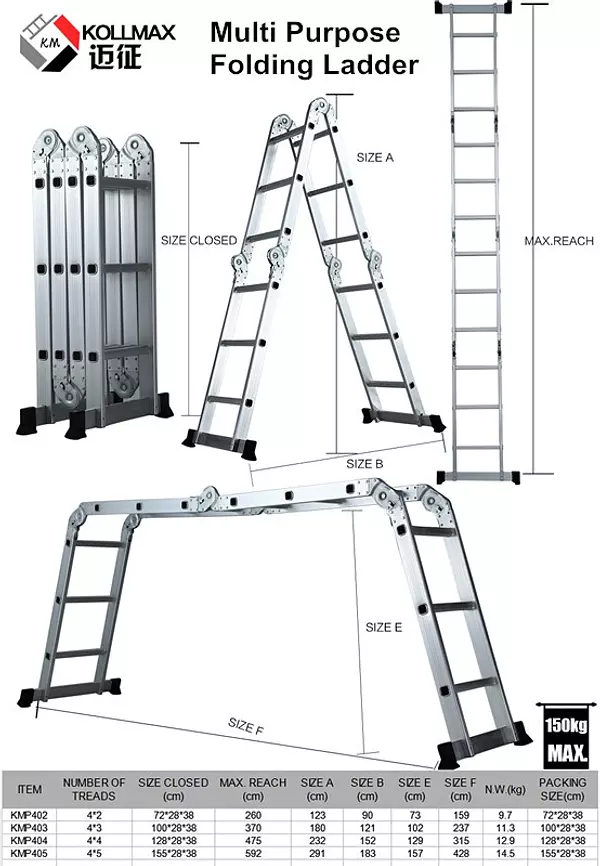 herramientas, jardines y exterior - Escalera de Aluminio Multiusos 12.5 Pies Calidad Garantizada Multifuncional 7
