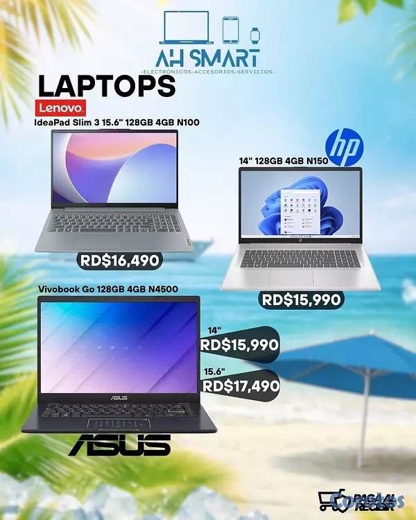 computadoras y laptops - Laptops Asus, Lenovo, HP 14" 15.6" 128GB 4GB Sella