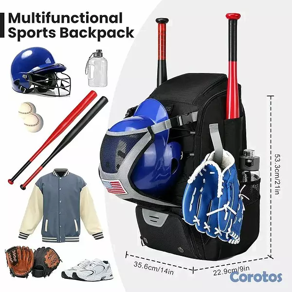 hobby y coleccion - Mochila para Béisbol, mochila deportiva color negro, para accesorios de pelota  5