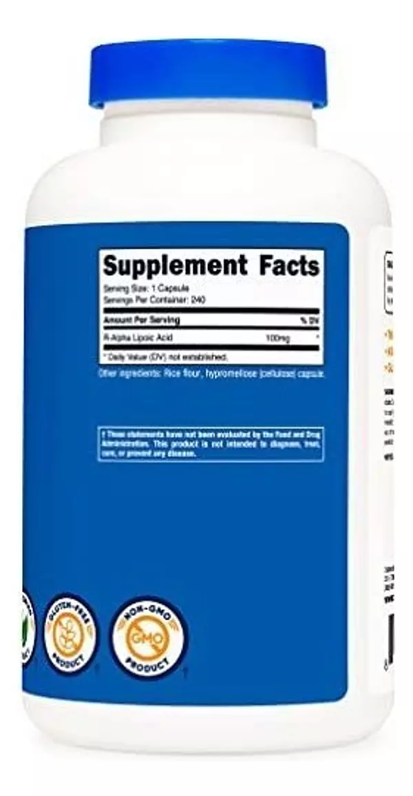 Salud y Equipamiento Médico - Nutricost R-alpha Lipoic Acid 100mg, 240 Capsules - Veggie 3