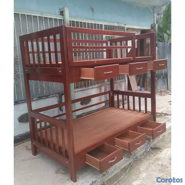 muebles y colchones - Camarote en madera con gavetas  2