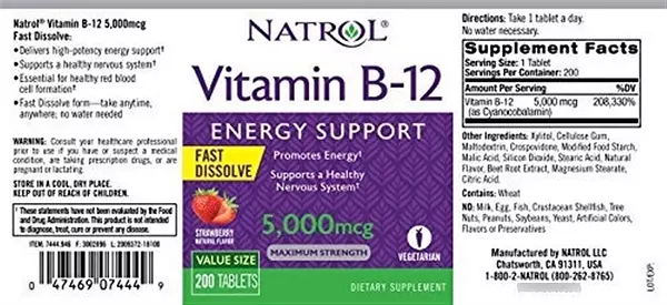Salud y Equipamiento Médico - Natrol Vitamina B12, Tabletas De Disolucion Rapida, Promueve 3