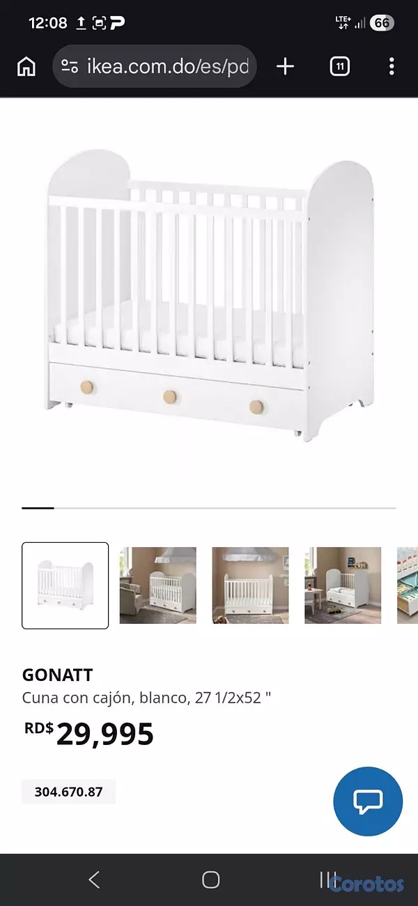 muebles - CUNA MODERNA IKEA CON COLCHON DE CALIDAD 5