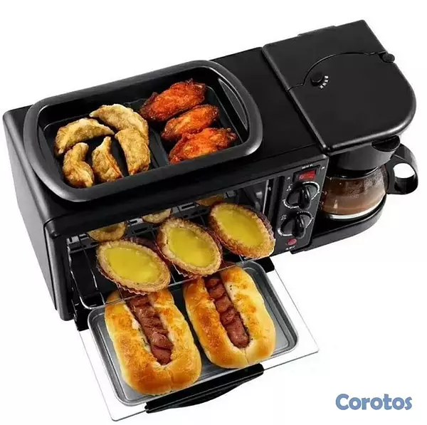 cocina - Máquina desayuno multifuncional 3 en 1 cafetera, horno y tostador Sk-145 1