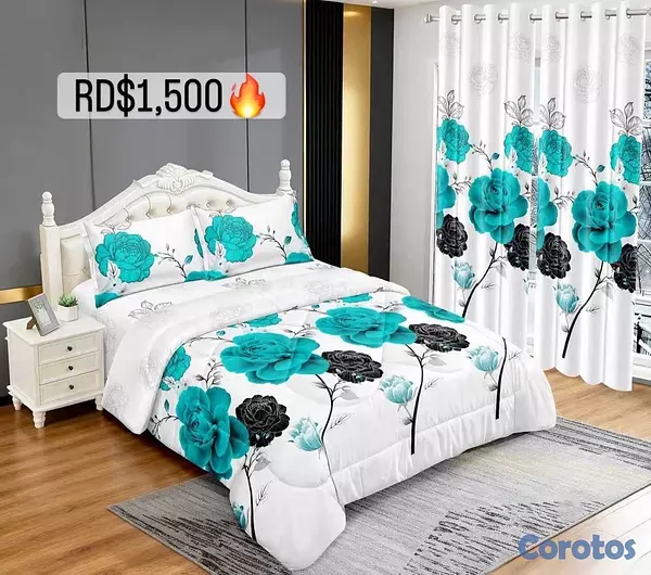 muebles y colchones - juego de colcha 5 piezas para cama de queen  2