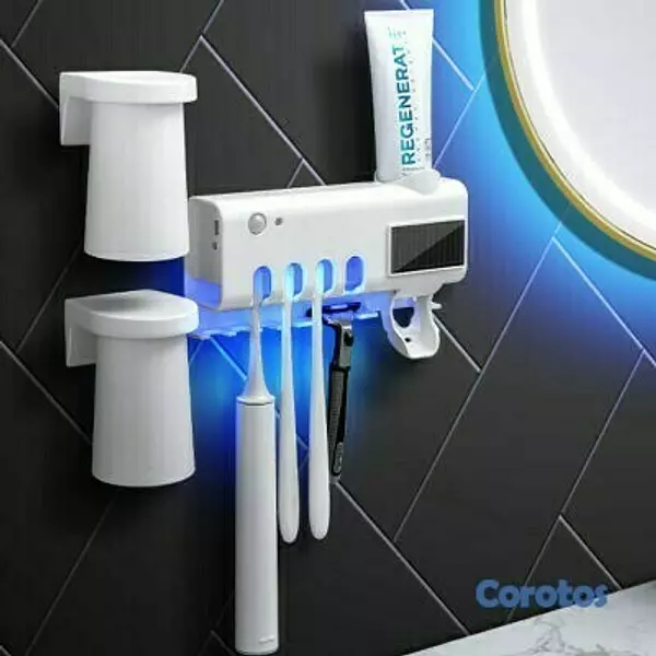 salud y belleza - Desinfectante para cepillo de dientes esterilizador y soporte con luz LED UV  2