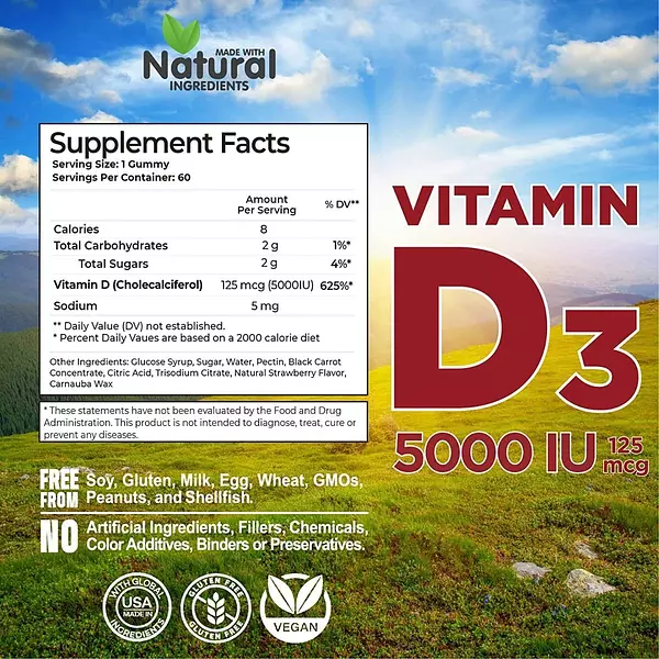 Salud y Equipamiento Médico - Vitamina D3 5000iu 60gum New Ag 2