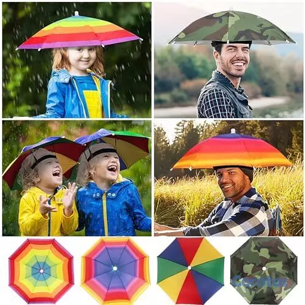 joyas, relojes y accesorios - Sombrero paraguas manos libres – Sol y lluvia – En 7