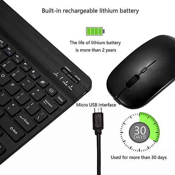 accesorios para electronica - Combo de teclado y mouse Bluetooth ultradelgado, recargable portátil inalambrico 2