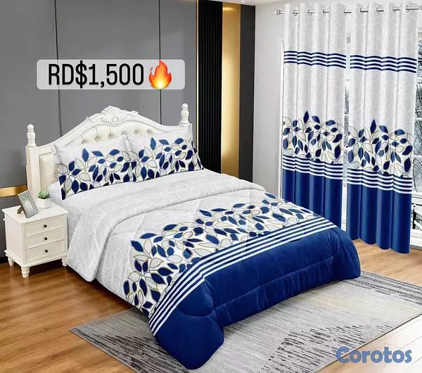 muebles y colchones - juego de colcha 5 piezas para cama de queen  5