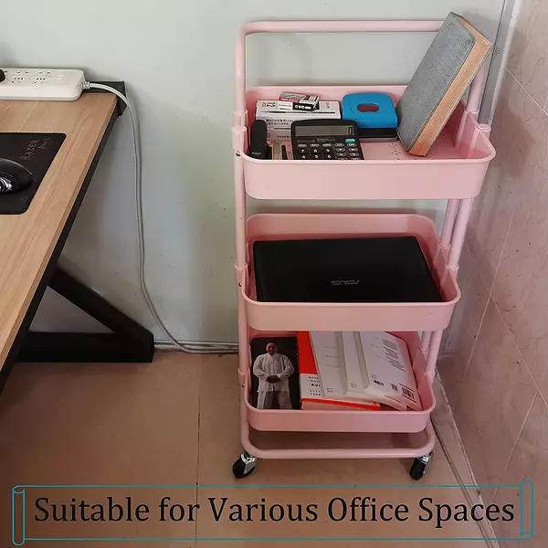 decoración y accesorios - Carrito con ruedas de 3 bandejas ideal cocina maquilladoras carro  organizador 9