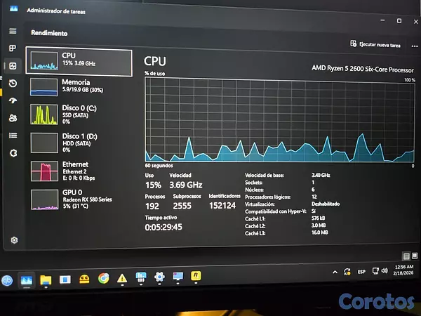 computadoras y laptops - PC Gamer | Ryzen 5 2600 + RX 580 + 20GB RAM 6