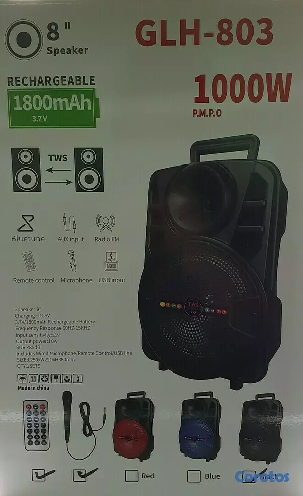 camaras y audio - Bocina de 8 pulgada GLH-803, incluye micrófono 2