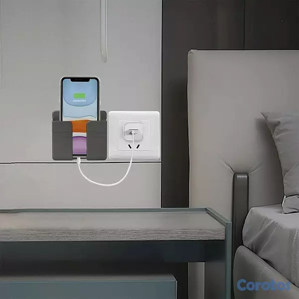 otros electronicos - Soporte de teléfono adhesivo para pared con gancho y agujero de carga. 4