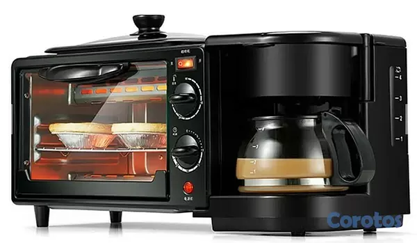 cocina - Máquina desayuno multifuncional 3 en 1 cafetera, horno y tostador Sk-145 3