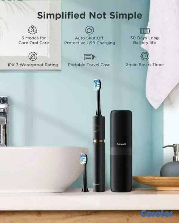 salud y belleza - Cepillo de dientes eléctrico ultrasónico P11 con 8 cabezales y estuche viaje 6