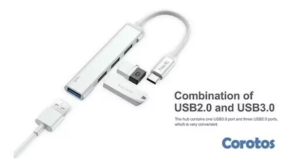 accesorios para electronica - HUB HAVIT (Mod.HB41) TIPO C a 4 PUERTOS USB (1x3.0 3x2.0), Cable 11cm 1
