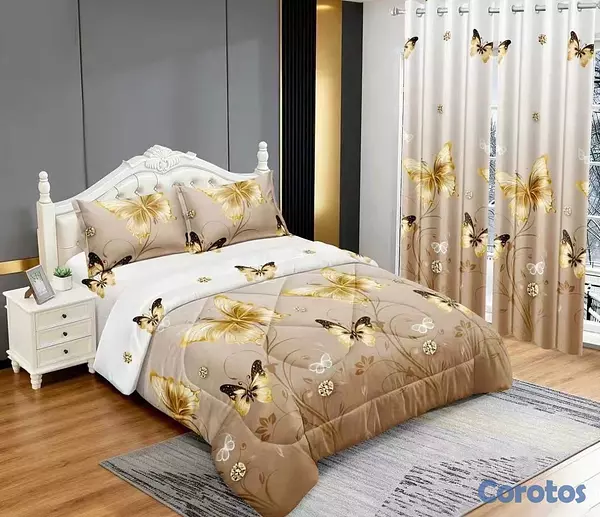 muebles y colchones - juego de colcha 5 piezas para cama de queen  7