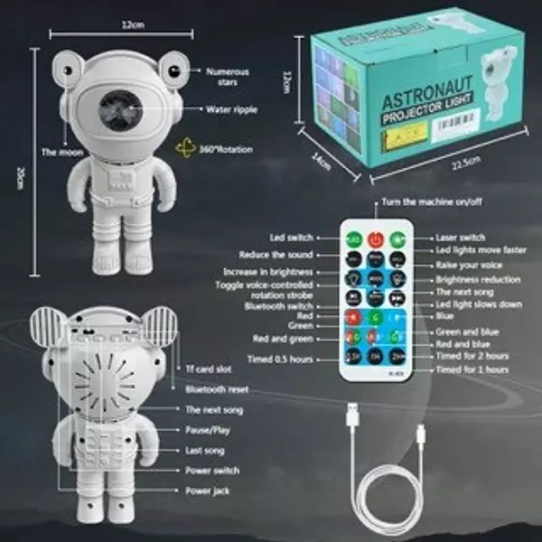 juguetes - Proyector astronauta decorativo + bocina + control. galaxia 2