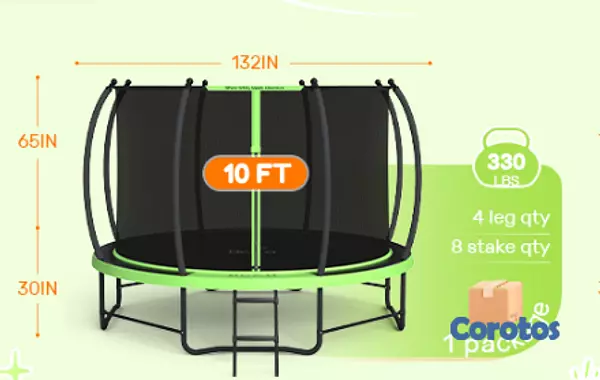 Artículos Deportivos - Trampolín recreativo 10 pies, con escalera. 3