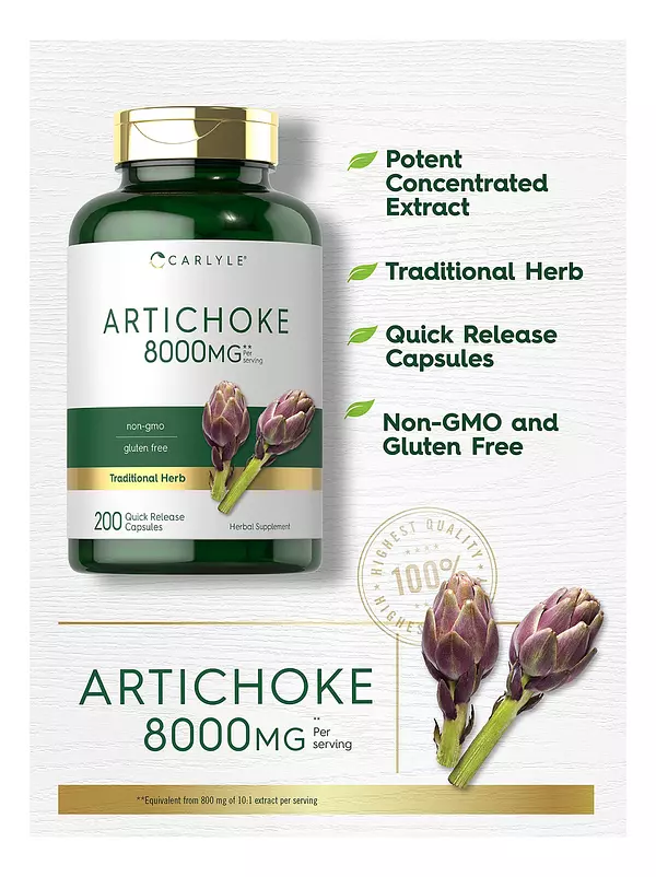 Salud y Equipamiento Médico - Extracto De Alcachofa 8000 Mg 200 Cap Carlyle 3