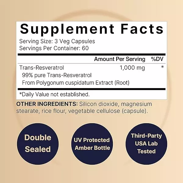 Salud y Equipamiento Médico - Resveratrol 1000mg 180 Capsulas 2