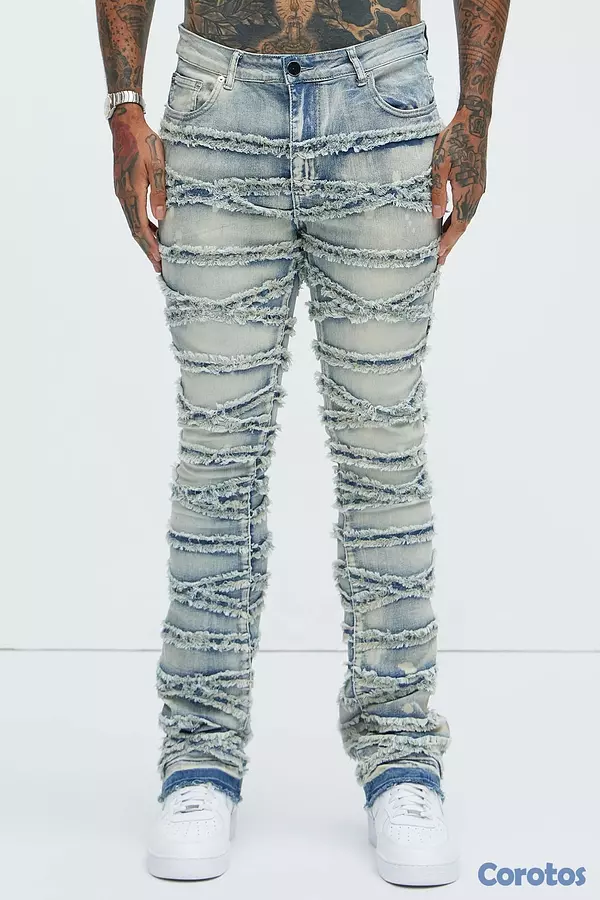 ropa para hombre - pantalón de Mezclilla pierna Ancha  2