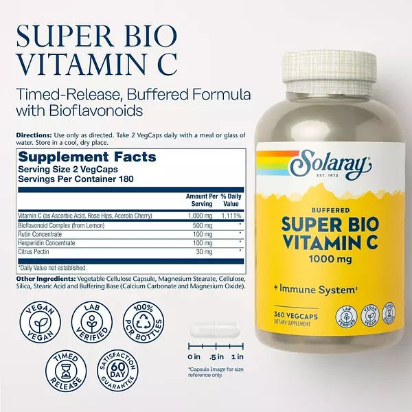 Salud y Equipamiento Médico - Vitamina C Solaray 360 Capsulas 2